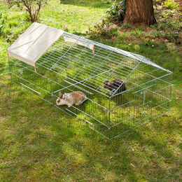 Produktbild von Kerbl Luxus Freigehege Voliere mit Spitzdach für Kaninchen Meerschweinchen und Geflügel Grau L 220 x B 103 x H 85 cm