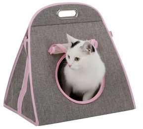 Kerbl Maxi-Pet 81630 Tragetasche Multi 3in1 Grau/Pink 42x30x41 cm mit Kuschelhöhle und Spielzeug – Bild 1 von 4