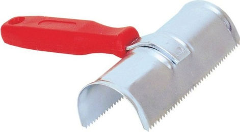 Produktbild von Kerbl Metallstriegel halbrund in Silber und Rot