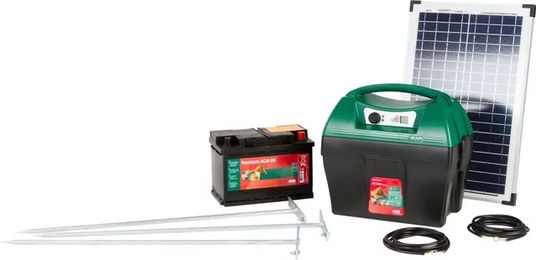 Produktbild von Kerbl Mobil Power AD 3000 Elektrozaun-Generator mit Solarpanel in Schwarz aus Kunststoff