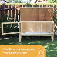 Produktbild von Kerbl Nagerhaus Fred Kleintierstall aus Holz für Kaninchen in Braun mit herausziehbarer Wanne 100x45x62cm