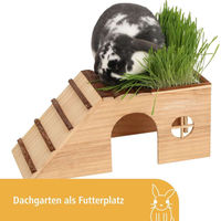 Produktbild von Kerbl Nagerhaus Nature aus Holz mit Rampe und Futterplatz für Kaninchen 48x22x20cm