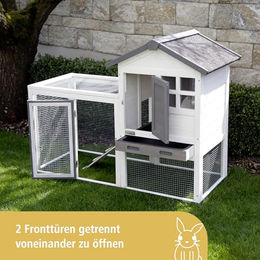 Kerbl Nagerstall Freetime Luke aus Holz für Kaninchen und Meerschweinchen 127x62x98cm mit wetterfestem Dach – Bild 1 von 8