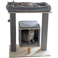 Produktbild von Kerbl Noah III Kratzbaum für Katzen aus Birkensperrholz mit Sisalsäule und Liegebett in Grau und Natur, 75 x 50 x 92 cm
