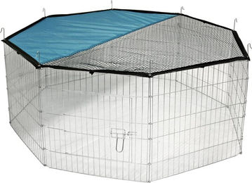 Kerbl Pet 8-eckiges Freilaufgehege aus verzinktem Metall für Kaninchen mit Sonnenschutz und wasserfester Abdeckung 8 Elemente à 57 x 56 cm – Bild 1 von 4