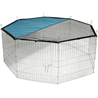 Produktbild von Kerbl Pet 8-eckiges Freilaufgehege aus verzinktem Metall für Kaninchen mit Sonnenschutz und wasserfester Abdeckung 8 Elemente à 57 x 56 cm