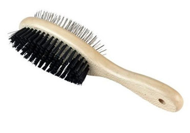 Kerbl Pet BASIC CARE Doppelbürste für Hunde mit Naturholzgriff 23 cm - 1 Stk. – Bild 1 von 2