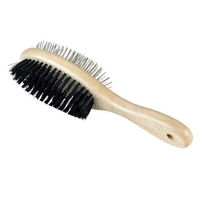 Produktbild von Kerbl Pet BASIC CARE Doppelbürste für Hunde mit Naturholzgriff 23 cm - 1 Stk.