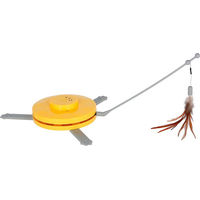 Produktbild von Kerbl Pet Catch the TailFeather 2-in-1 Katzenspielzeug mit Federn aus Nylon in Gelb und Grau