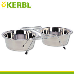 Kerbl Pet Doppelnapfständer aus Edelstahl mit 2 Näpfen à 450 ml für Hunde und Katzen - 2 x 450 ml – Bild 1 von 5