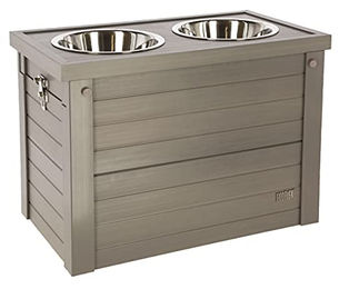 Kerbl Pet ecoFLEX Futter- und Trinkbar für Hunde Erhöhter Napf aus Kunststoff Grau Silber 54x30x39,5 cm - 2,4 l – Bild 1 von 10