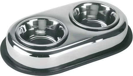 Kerbl Pet Edelstahlnapf Duo Futternapf Silber 37x23x3cm - 2 x 200 ml – Bild 1 von 3
