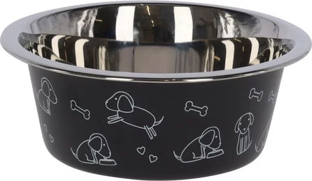 Kerbl Pet Edelstahlnapf für Hunde in Schwarz mit Motiv 2800ml - 2,8 l – Bild 1 von 5
