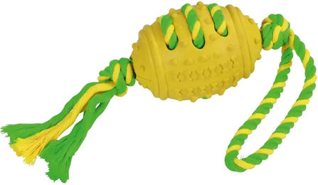 Kerbl Pet Football Hundespielzeug aus Vollgummi und Baumwolle grün-gelb 42 cm – Bild 1 von 2