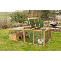 Produktbild von Kerbl Pet Freilaufgehege für Kaninchen aus Holz mit Ausbruchsperre und Überdachung 220x115x75cm wasserabweisend