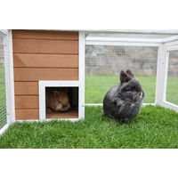 Produktbild von Kerbl Pet Freilaufgehege für Kaninchen mit Holzhaus und Unterschlupf 132x102x59cm