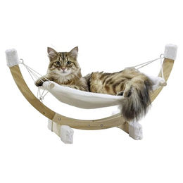 Kerbl Pet Hängematte Siesta Katzenbett für Kitten aus Holz und Polyester in Weiß 73x36x34 cm – Bild 1 von 13
