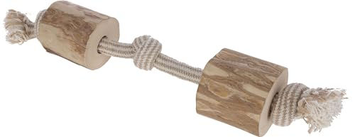 Kerbl Pet Hantel Kaffeeholz Kauspielzeug für Hunde aus Holz mit Jute und Baumwolle zur Zahnpflege 320g – Bild 1 von 6