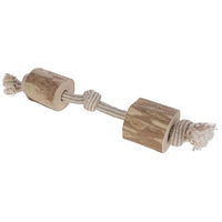 Produktbild von Kerbl Pet Hantel Kaffeeholz Kauspielzeug für Hunde aus Holz mit Jute und Baumwolle zur Zahnpflege 320g