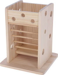 Produktbild von Kerbl Pet Heu- und Gemüseturm aus Holz für Kaninchen und Meerschweinchen Braun Natur