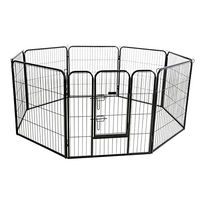 Produktbild von Kerbl Pet Hunde- und Welpenlaufstall aus Metall mit 8 Elementen und Tür in Schwarz