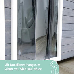 Kerbl Pet Hundehütte Kenny aus Holz in Weiß/Grau 113x77x81 cm wasserdicht – Bild 1 von 3