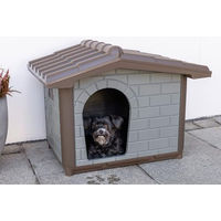 Produktbild von Kerbl Pet Hundehütte Levin aus Kunststoff wasserdicht in Grau Grün Braun