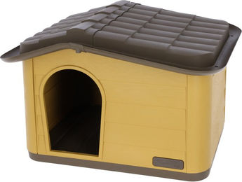 Kerbl Pet Hundehütte und Katzenhöhle Paola Eco aus Kunststoff wasserfest Schwarz Braun Gelb – Bild 1 von 8
