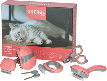 Kerbl Pet Katzen Pflege-Set 7-teilig aus Kunststoff in Rosa und Grau – Bild 1 von 13