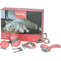 Produktbild von Kerbl Pet Katzen Pflege-Set 7-teilig aus Kunststoff in Rosa und Grau