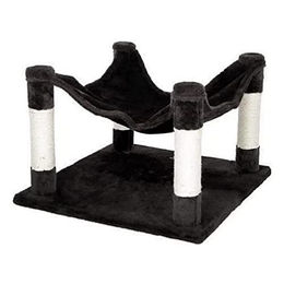 Kerbl Pet Katzenhängematte Samira mit Kratzsäule aus Plüsch in Grau Schwarz 49x49x32 cm – Bild 1 von 12