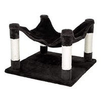 Produktbild von Kerbl Pet Katzenhängematte Samira mit Kratzsäule aus Plüsch in Grau Schwarz 49x49x32 cm