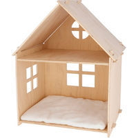 Produktbild von Kerbl Pet Katzenhaus Yvi Indoor Katzenhütte aus Sperrholz in Natur Weiß zweistöckig mit herausnehmbarem Liegekissen 53x38x67,5cm