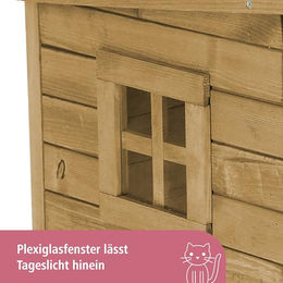 Kerbl Pet Katzenhöhle Rustica Jumbo aus Holz Braun Grün - 1 Stk. – Bild 1 von 11