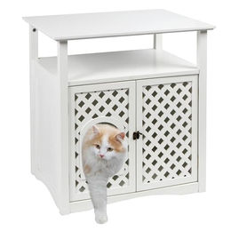 Kerbl Pet Katzenschrank Helena Möbel-Toilette aus Holz in Weiß - 1 Stk. – Bild 1 von 10