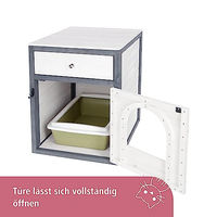 Produktbild von Kerbl Pet Katzenschrank Ida Möbel-Toilette aus Holz in Weiß und Grau
