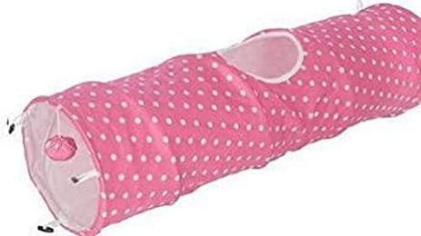 Kerbl Pet Katzentunnel Puntino aus Plüsch in Rosa Weiß für Katzen – Bild 1 von 6