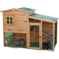 Produktbild von Kerbl Pet Kleintierstall Fortuna mit Freigehege für Kaninchen aus Holz in Schwarz und Braun L 160 x B 80 x H 117 cm
