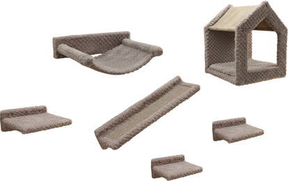 Kerbl Pet Kletterwand Monte Baldo Katzenkletterwand und Kratzbaum Set aus 6 Teilen in Beige Grau Braun – Bild 1 von 13