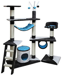 Kerbl Pet Kratzbaum Creativ für Katzen in Grau Blau Weiß mit Sisal und 150 cm Höhe – Bild 1 von 10