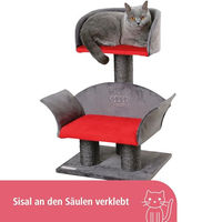Produktbild von Kerbl Pet Kratzbaum Lounge Deluxe für Katzen, 70 cm, Grau/Rot mit Sisal - 1 Stk.