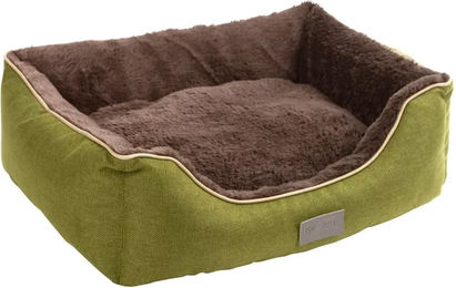 Kerbl Pet Kuschelbett Samuel Hundebett und Katzenbett aus Polyester in Grün und Grau Größe M mit herausnehmbarem Wendekissen und waschbarem Bezug – Bild 1 von 12