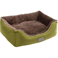 Produktbild von Kerbl Pet Kuschelbett Samuel Hundebett und Katzenbett aus Polyester in Grün und Grau Größe M mit herausnehmbarem Wendekissen und waschbarem Bezug