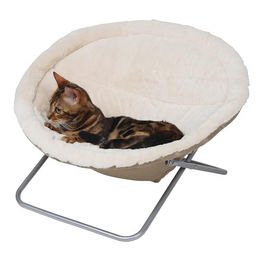 Kerbl Pet Liegemulde Alice Katzenbett beige mit Softplüschauflage und Metallgestell Ø 58 cm – Bild 1 von 7