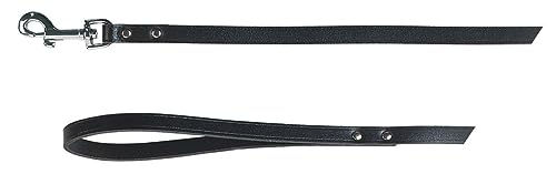 Produktbild von Kerbl Pet Mexica Lederführleine Schwarz 12 mm 100 cm genietet - 100 cm