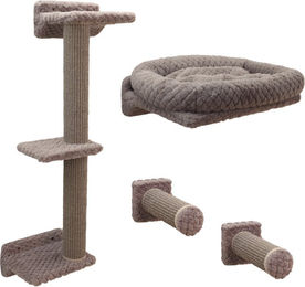 Kerbl Pet Monte Alpi Katzen Kletterwand und Kratzsäule Set aus 4 Teilen in Grau und Beige – Bild 1 von 13