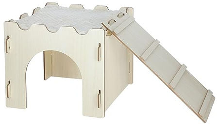 Kerbl Pet Nagerburg Kleintierhäuschen aus Holz mit Leiter und Kissen 28x28x25cm – Bild 1 von 3