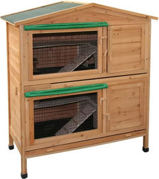 Kerbl Pet Nagerhaus Appartement aus Holz für Kaninchen und Meerschweinchen mit wetterfestem Dach und ausziehbarer Wanne 118 x 61 x 130 cm – Bild 1 von 13