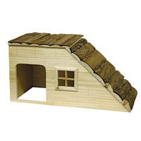 Produktbild von Kerbl Pet Nagerhaus Nature mit Rampe aus Holz für Kleintiere wie Hamster 50x25x25cm