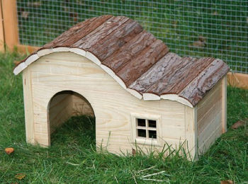 Kerbl Pet Nagerhäuschen Welle Nature aus Holz für Kaninchen 40x25x25cm – Bild 1 von 6